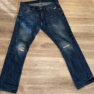 Polo Ralph Lauren Sullivan Slim Repaired Patch Faded Distressed Jeans Mens 33x30